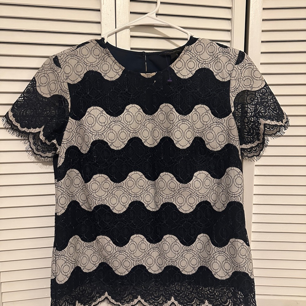 Banana Republic Black and Cream Lace Blouse